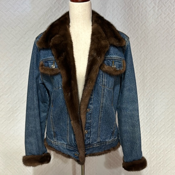 Jackets & Blazers - Custom Genuine Mink Lined Jean Jacket XL Pit To Pit 20” Shoulder To Waist 23”